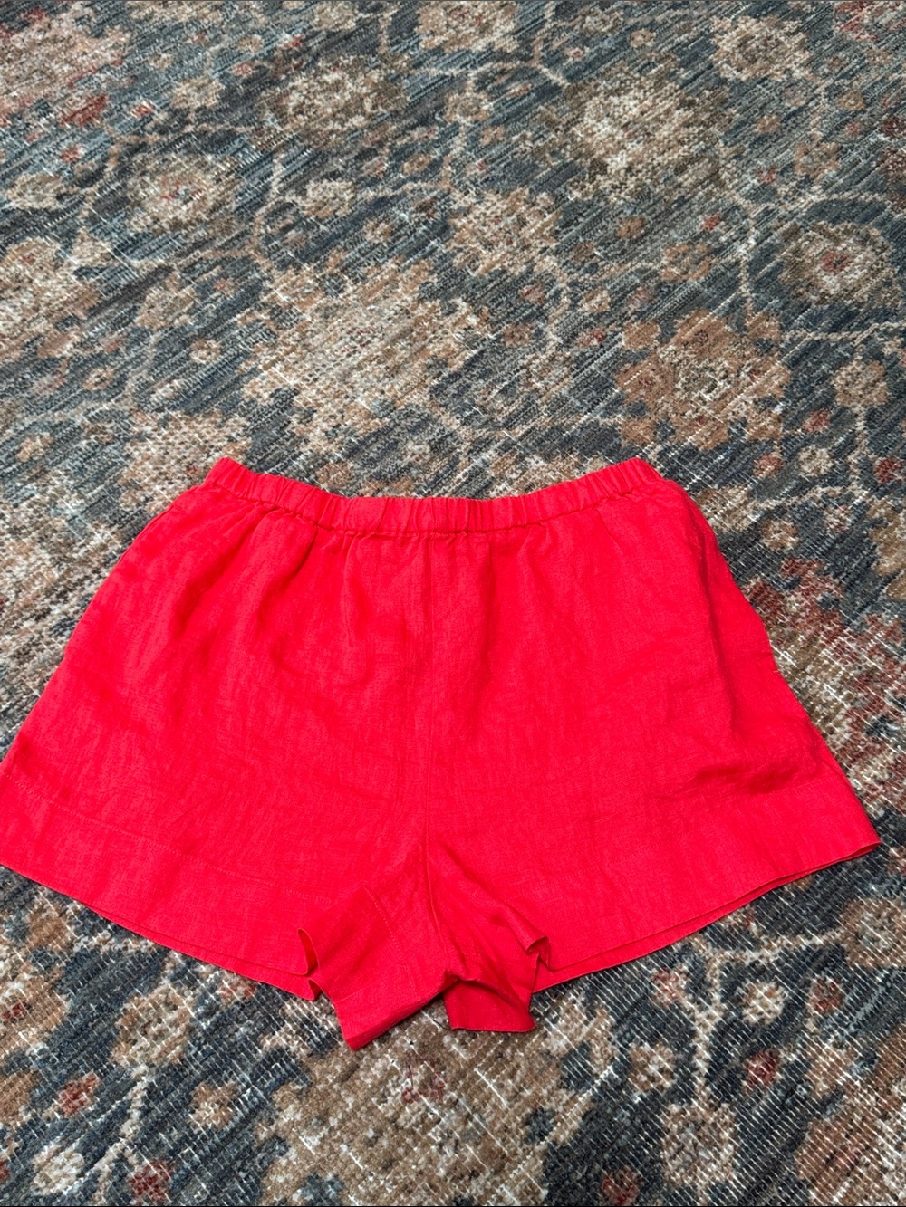 Unison Essential Linen Shorts Red AU 10 US 6 High Rise Pull On